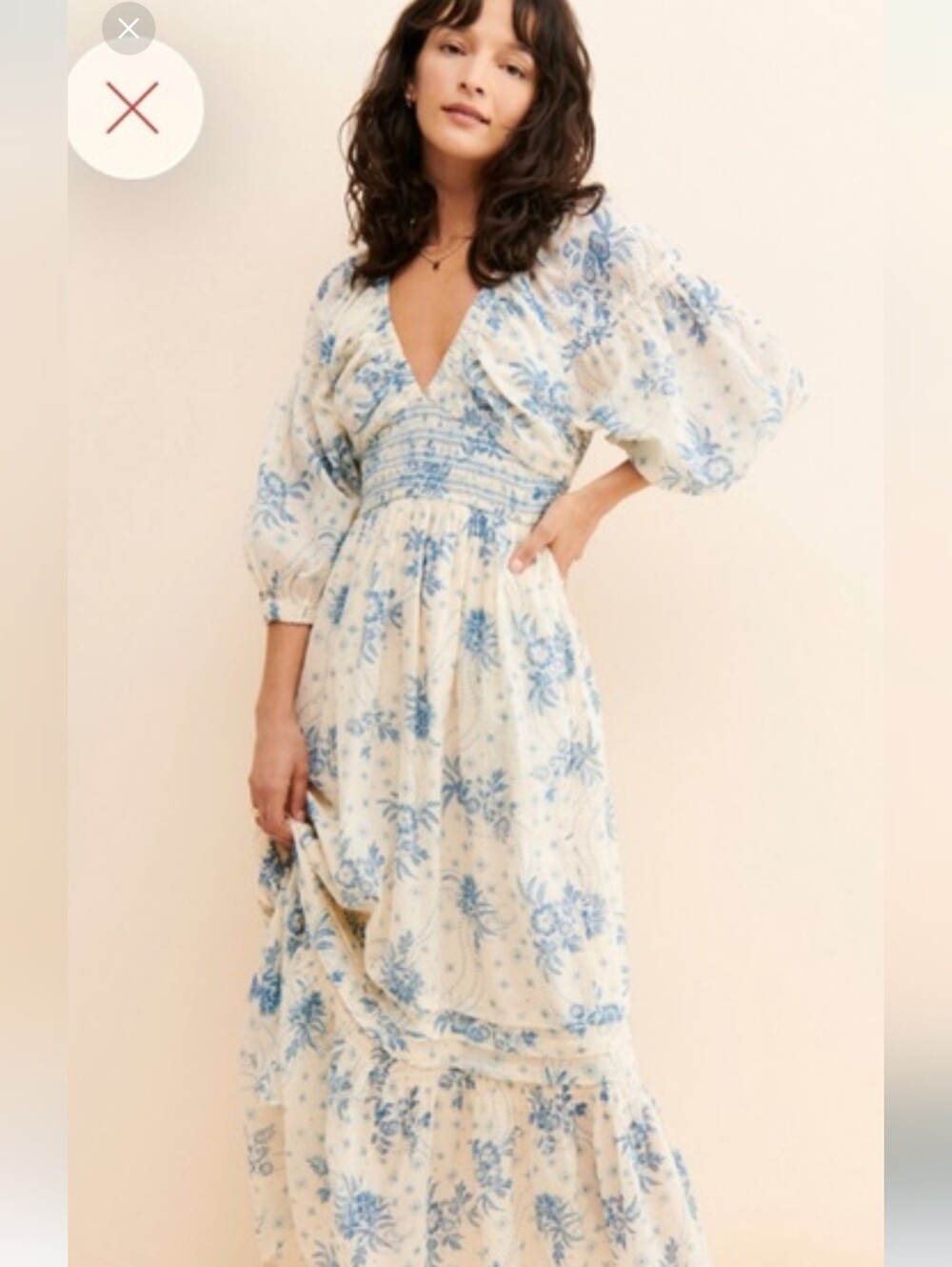 NWOT Free People Bohemian Blue Floral Maxi Dress - Women L